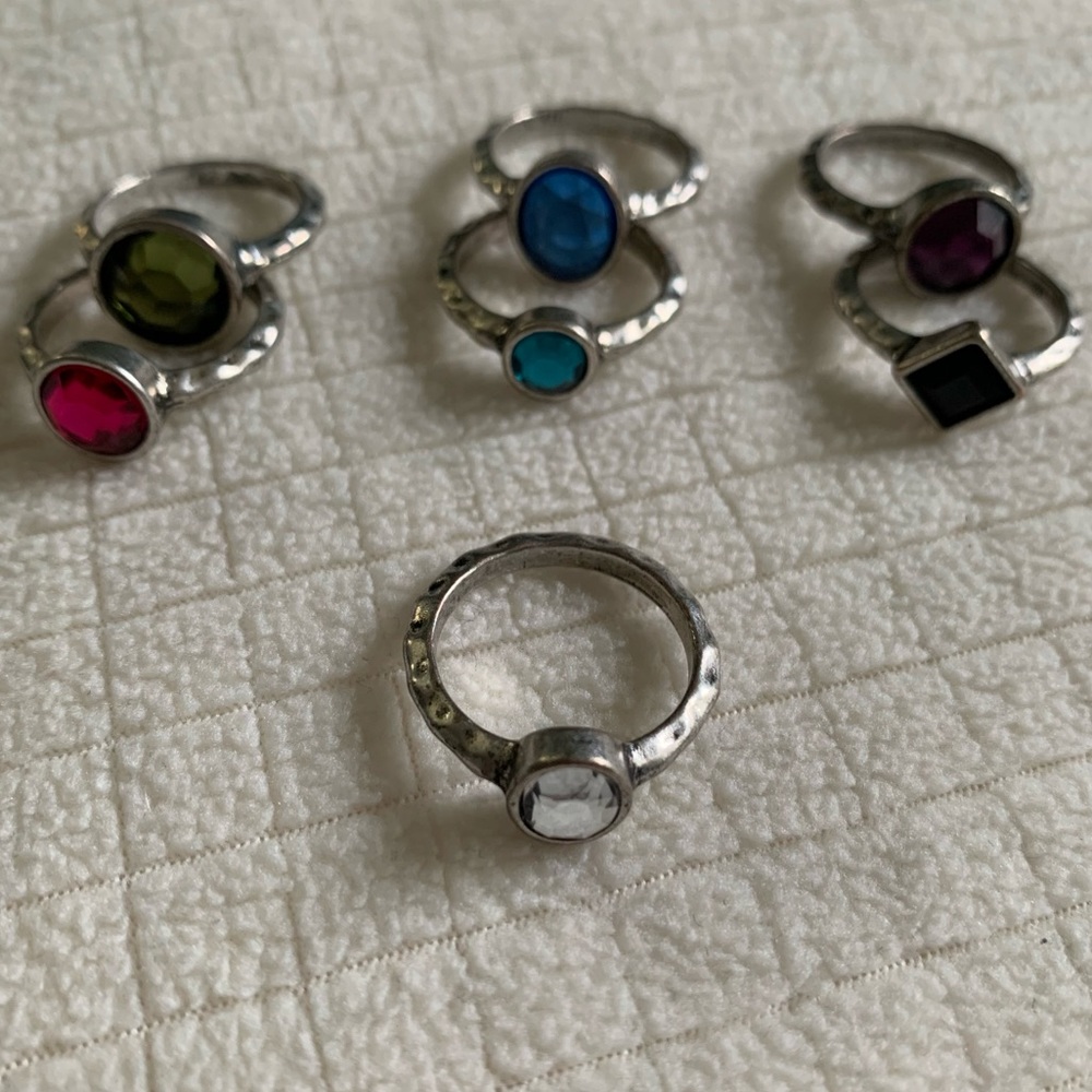 Multi-Color Crystal Stackable Ring Set - Women Jewelry Rings - Picture 3 of 14